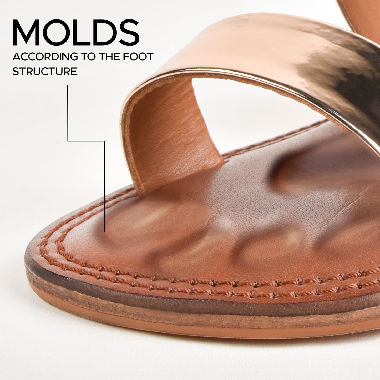 PIORRI by Aerothotic - Selene Women’s Flat Natural Leather Comfortable Slide Sandals - LK2109