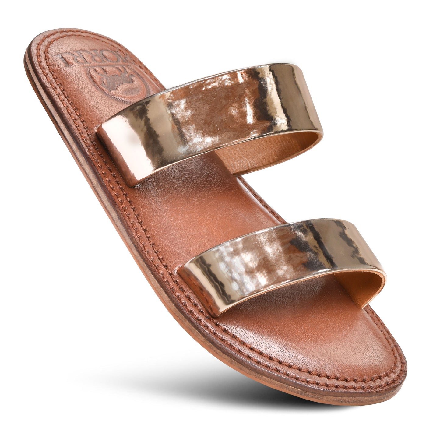 PIORRI by Aerothotic - Selene Women’s Flat Natural Leather Comfortable Slide Sandals - LK2109