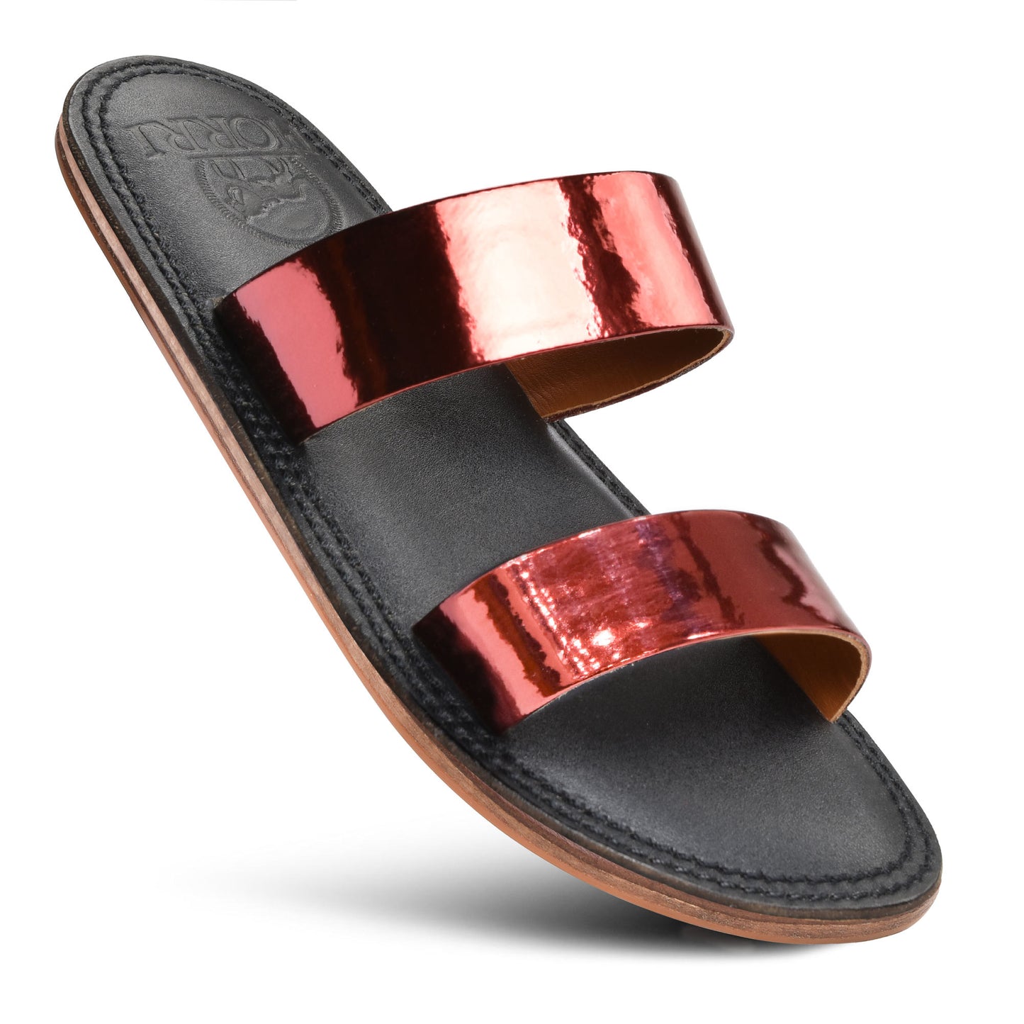 PIORRI by Aerothotic - Selene Women’s Flat Natural Leather Comfortable Slide Sandals - LK2109