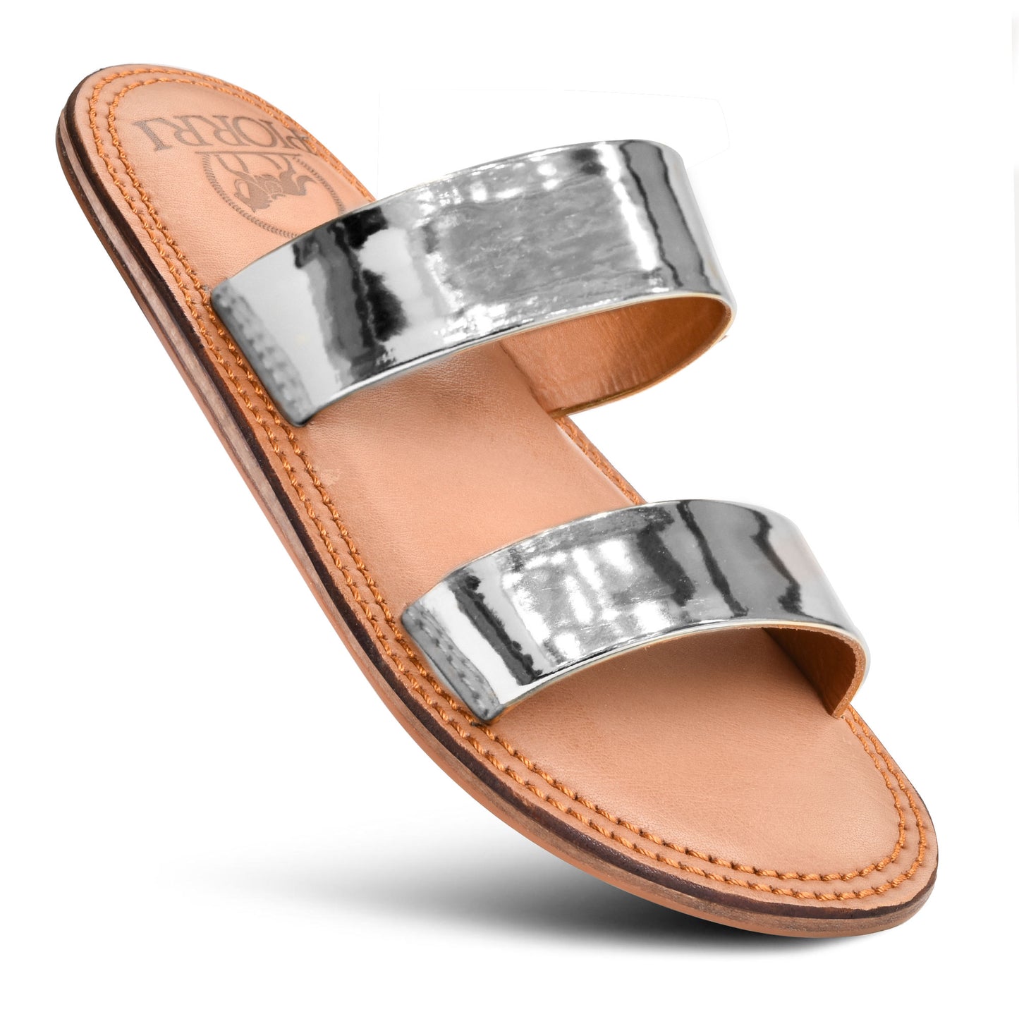 PIORRI by Aerothotic - Selene Women’s Flat Natural Leather Comfortable Slide Sandals - LK2109