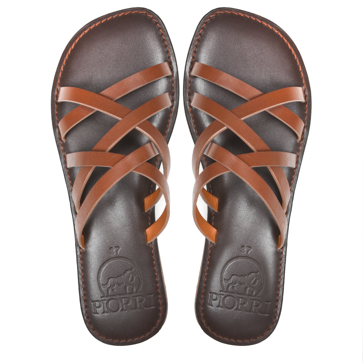 PIORRI by Aerothotic - Averi Women’s Flat Natural Leather Comfortable Slide Sandals - LK2113