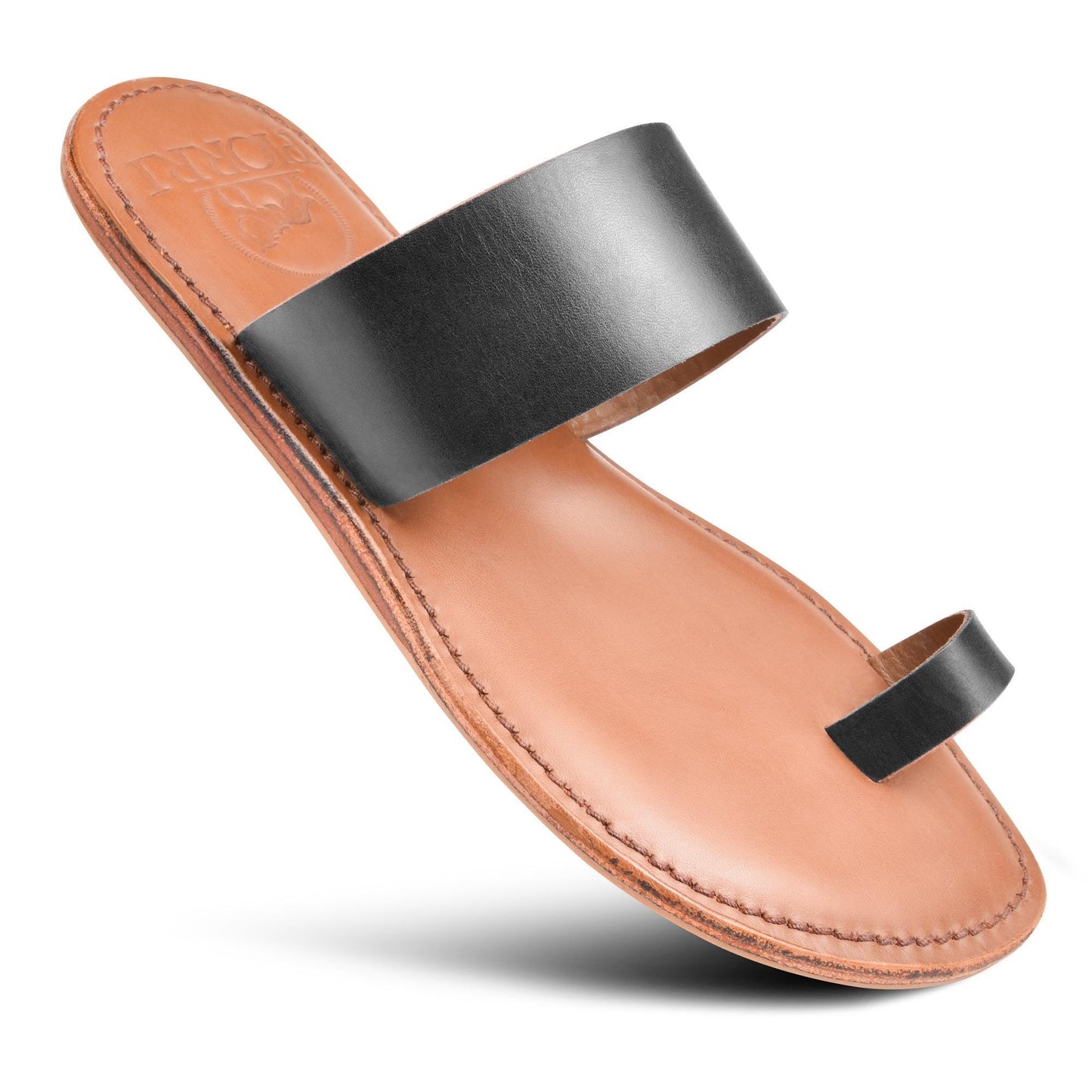 PIORRI by Aerothotic - Hestia Women’s Split Toe Natural Leather Slide Sandals - LK2103