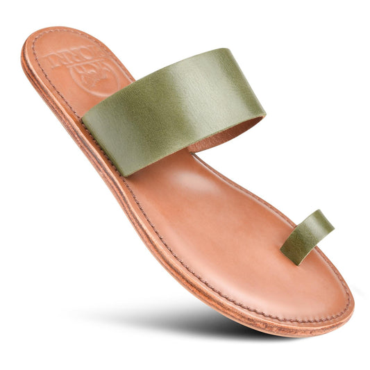 PIORRI by Aerothotic - Hestia Women’s Split Toe Natural Leather Slide Sandals - LK2103