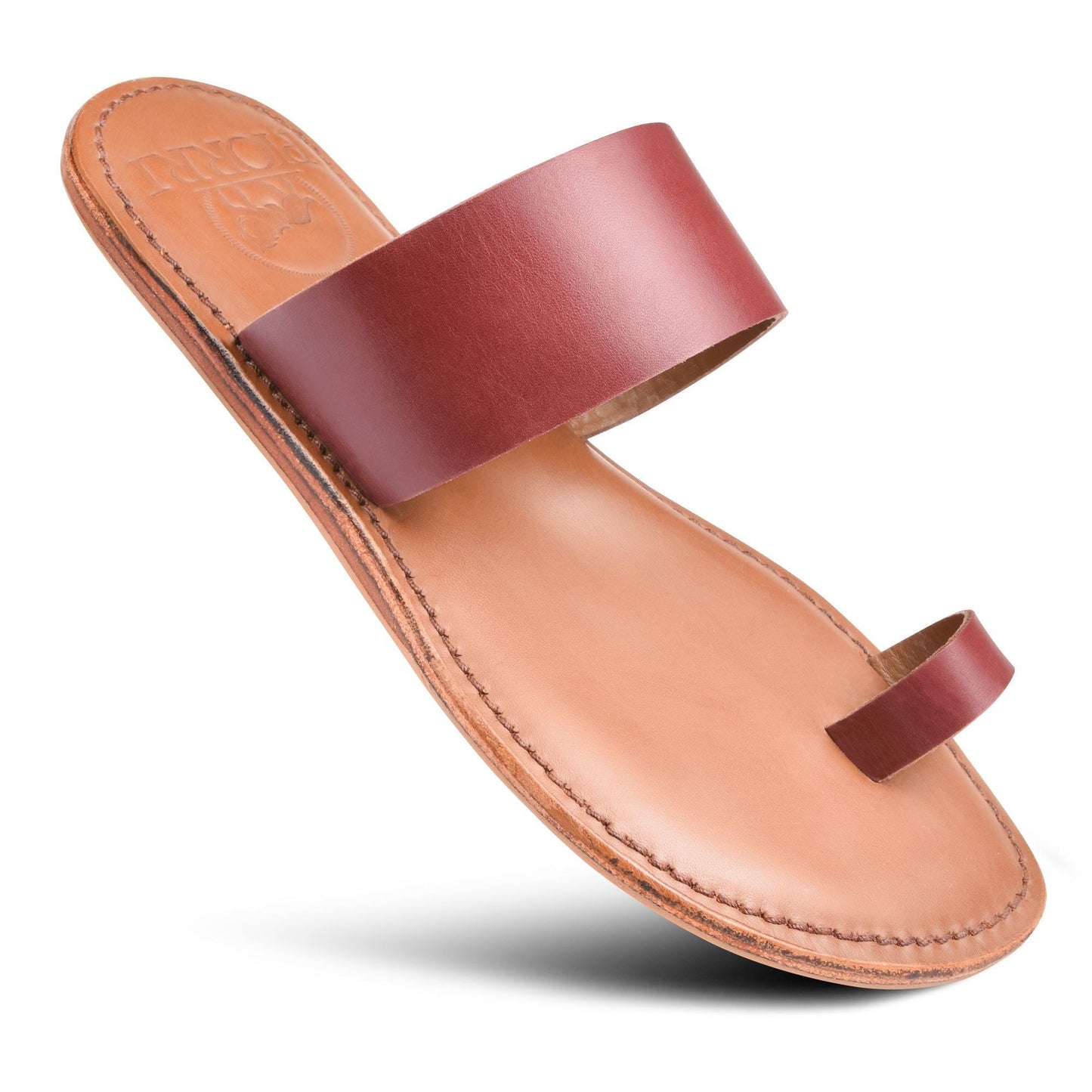PIORRI by Aerothotic - Hestia Women’s Split Toe Natural Leather Slide Sandals - LK2103
