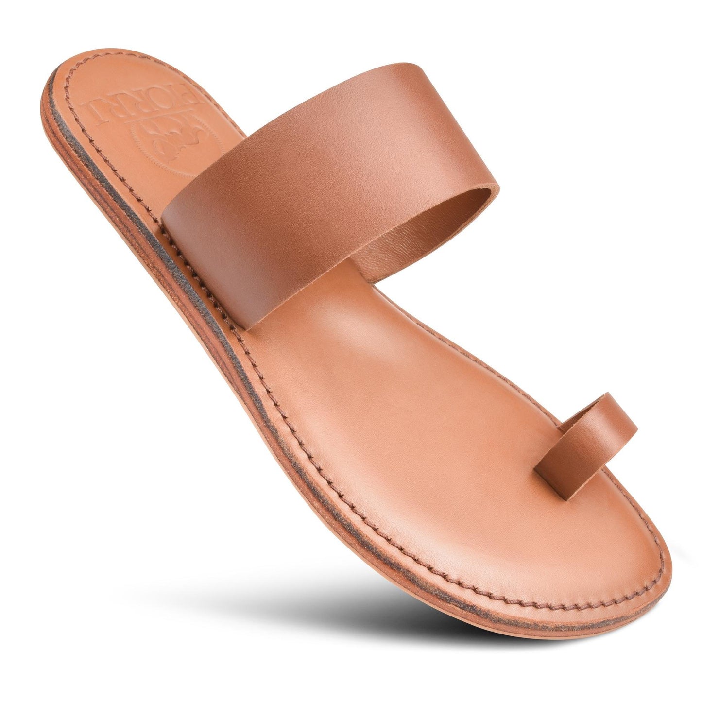 PIORRI by Aerothotic - Hestia Women’s Split Toe Natural Leather Slide Sandals - LK2103