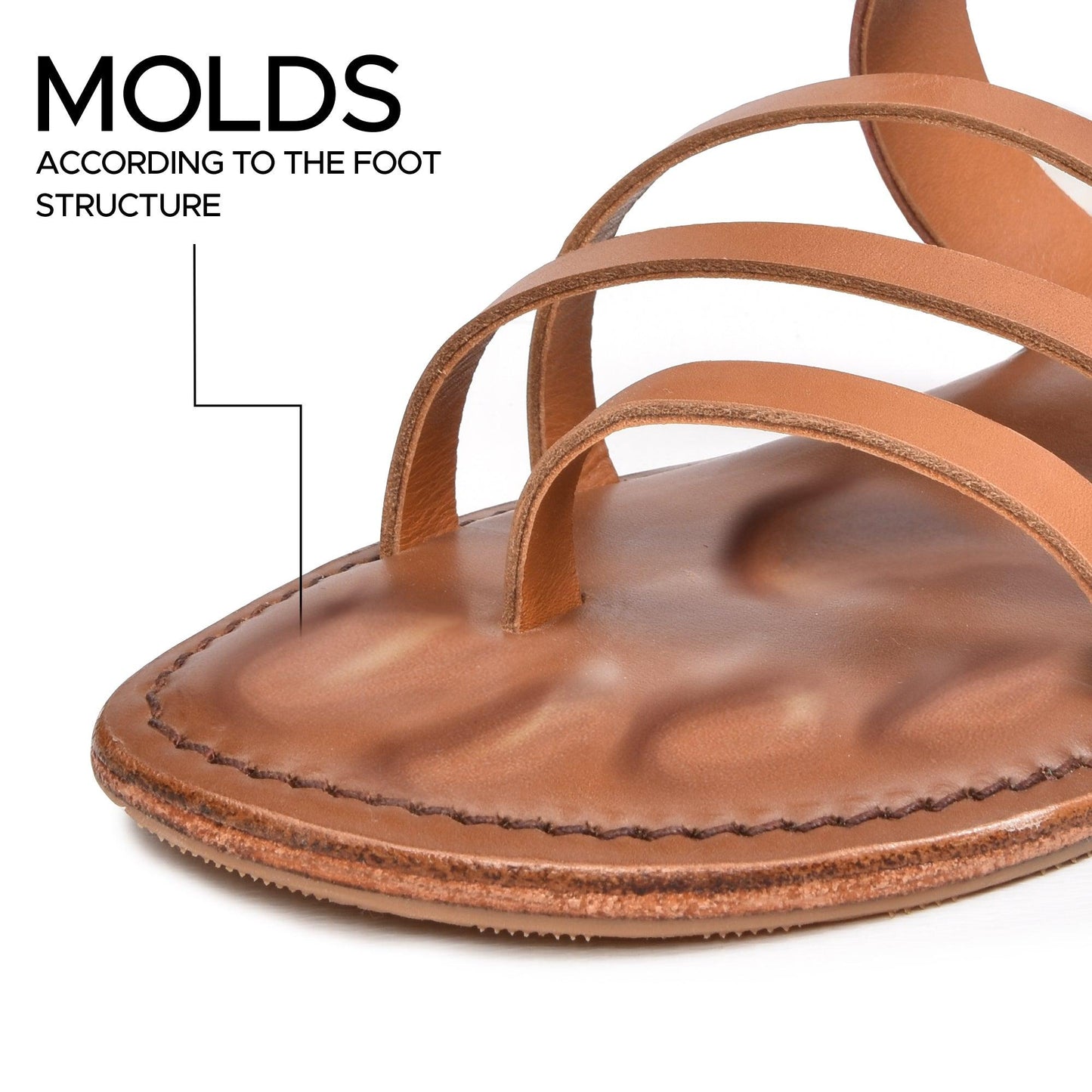 PIORRI by Aerothotic - Demet Women’s Strappy Natural Leather Slides Sandals - LK2106