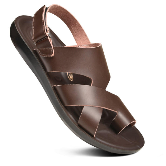 AEROTHOTIC Ulmus Men’s Synthetic Leather Strappy Sandals – Original Thailand Imported – M1107