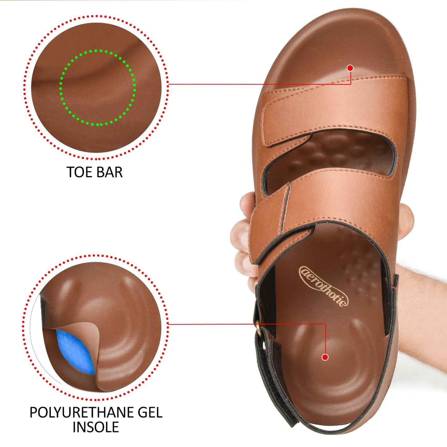 AEROTHOTIC Teak Men’s Casual Fashion Double Strap Sandals – Original Thailand Imported – M1214