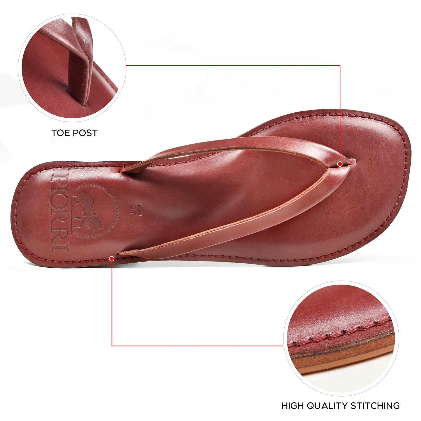 PIORRI by Aerothotic - Aeris Women's Genuine Leather Summer Casual Comfort Flat Slide Sandals - PL3293