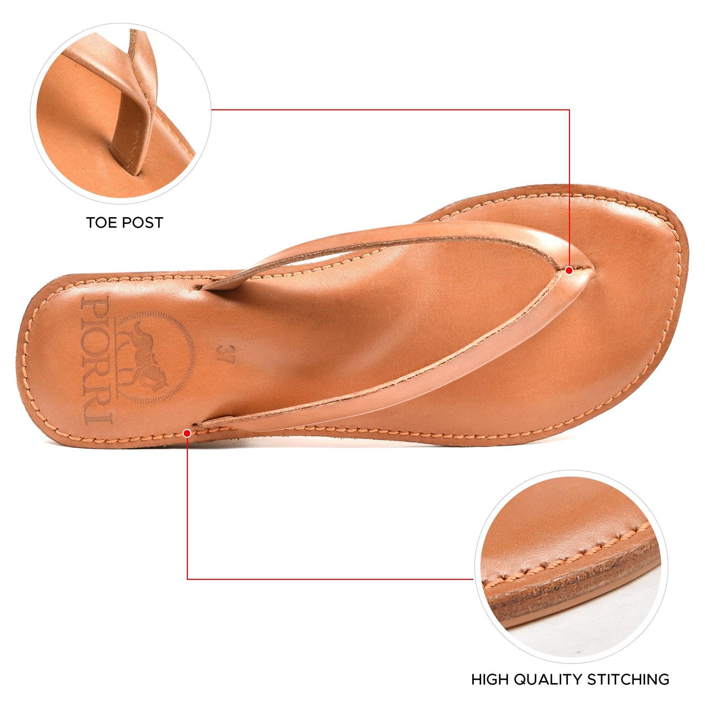 PIORRI by Aerothotic - Aeris Women's Genuine Leather Summer Casual Comfort Flat Slide Sandals - PL3293