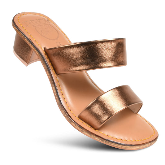 PIORRI by Aerothotic - Talise Women’s Strappy Natural Leather Comfortable Heeled Sandals - LK2121